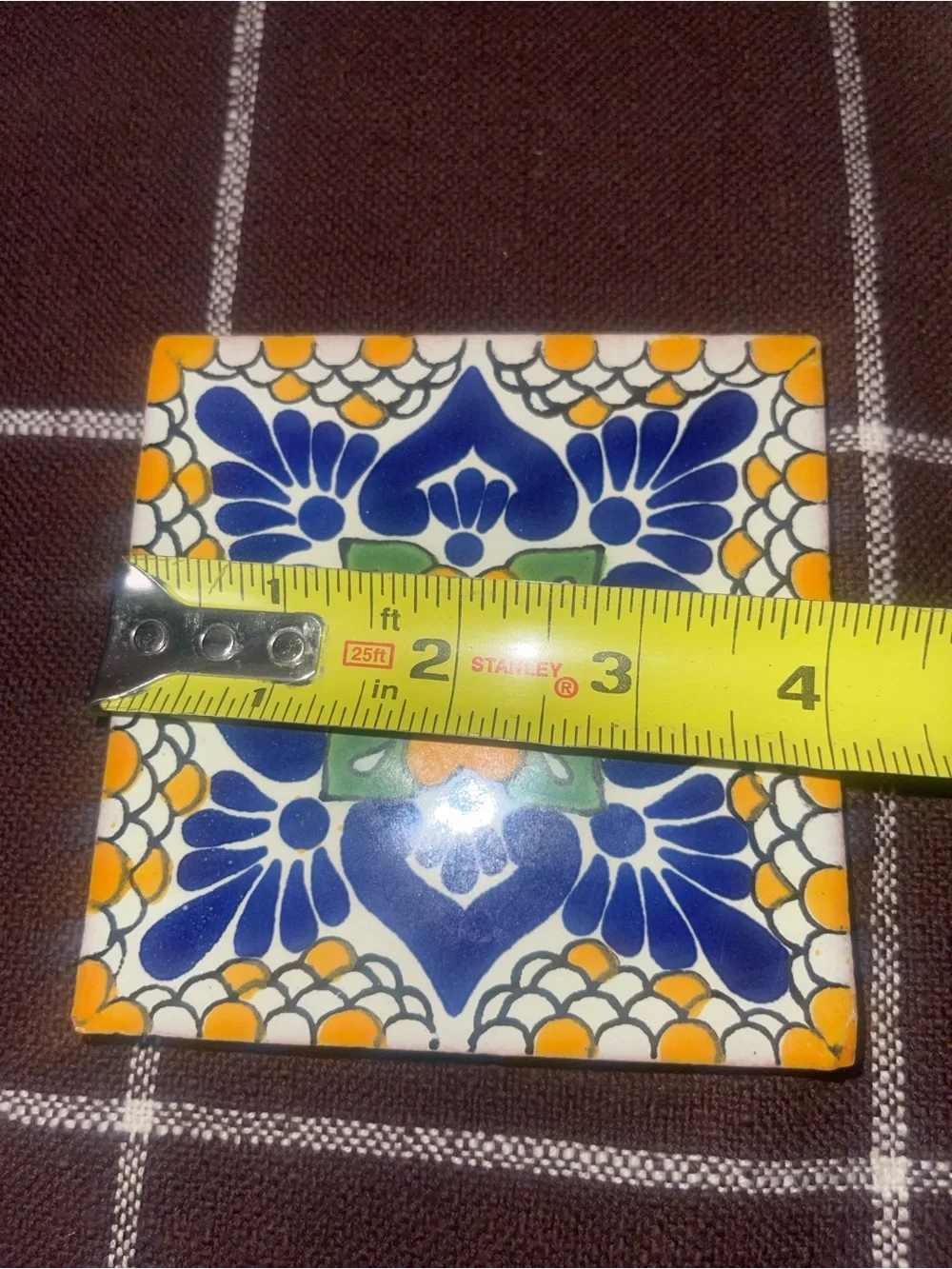 Set of 5 Matching Mexican Talavera Tile Coasters Bright Artistic